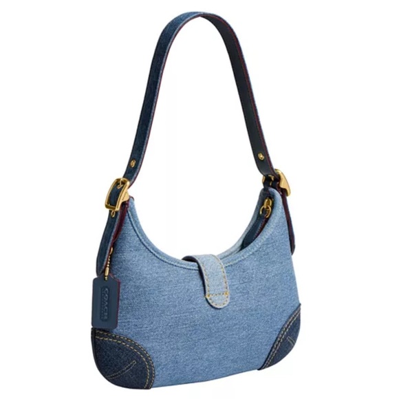 Coach Denim Hamptons Hobo Shoulder Bag Blue Denim adjustable - Picture 5 of 16